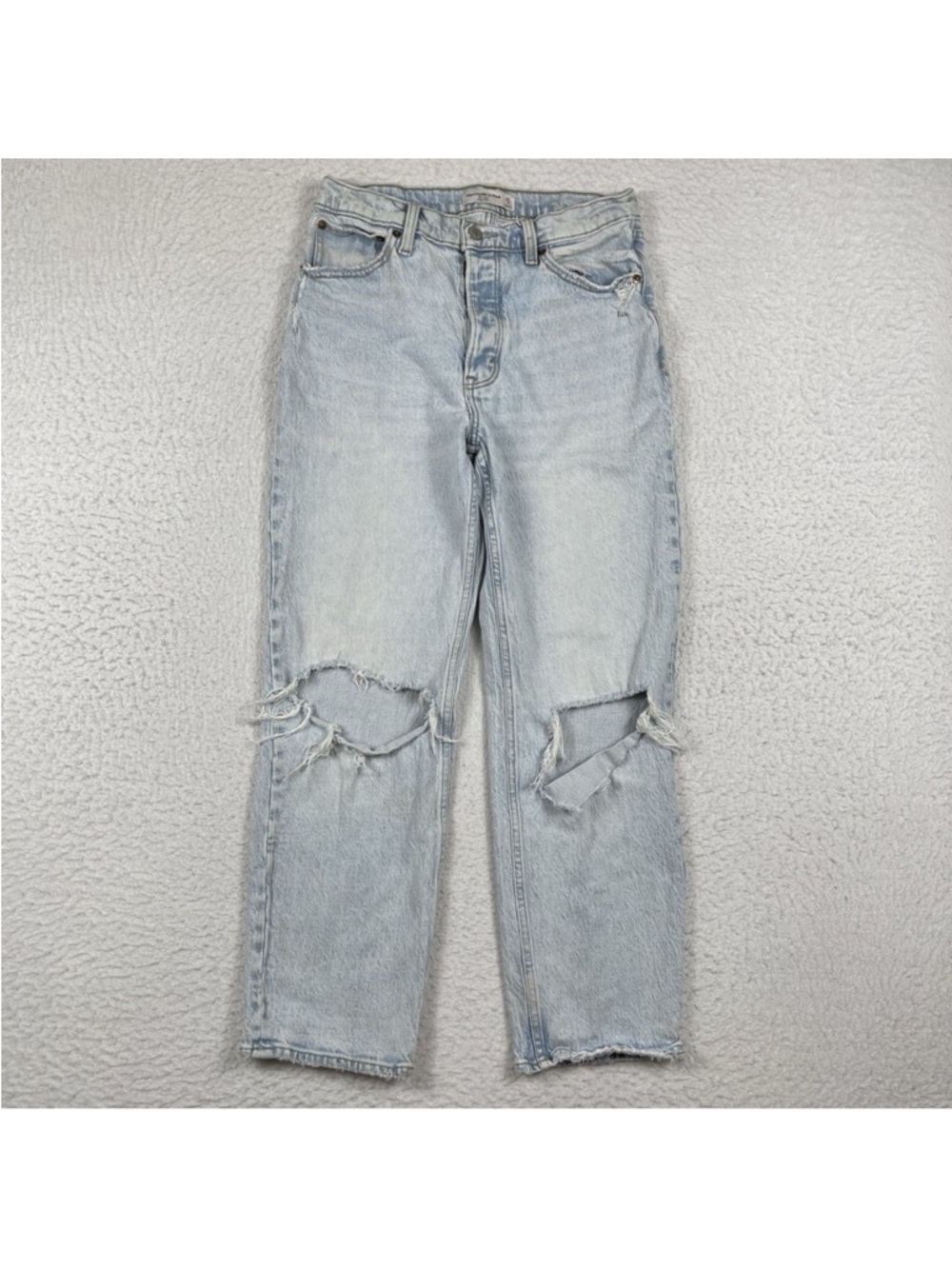 Abercrombie & Fitch Dad High Rise Jeans Womens 27/4 Short Light Wash Distress